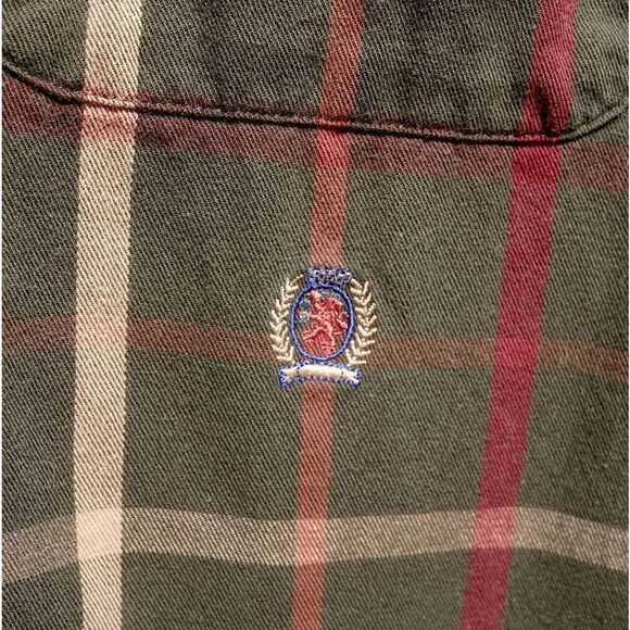 Vintage 90s Tommy Hilfiger Forest Plaid Button Up - Picture 6 of 7